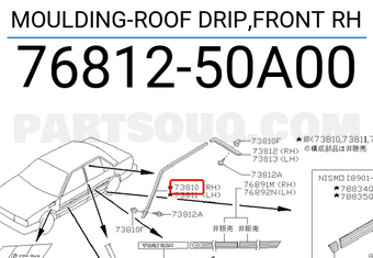 Nissan 7681250A00 MOULDING-ROOF DRIP,FRONT RH