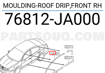 Nissan 76812JA000 MOULDING-ROOF DRIP,FRONT RH