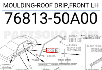 Nissan 7681350A00 MOULDING-ROOF DRIP,FRONT LH