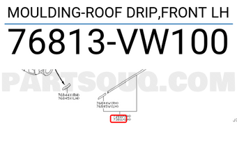 Nissan 76813VW100 MOULDING-ROOF DRIP,FRONT LH
