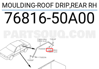 Nissan 7681650A00 MOULDING-ROOF DRIP,REAR RH