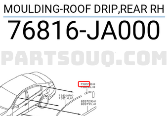 Nissan 76816JA000 MOULDING-ROOF DRIP,REAR RH