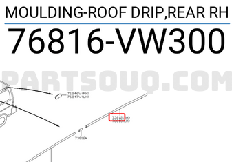 Nissan 76816VW300 MOULDING-ROOF DRIP,REAR RH