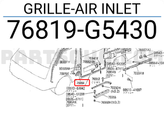 Nissan 76819G5430 GRILLE-AIR INLET