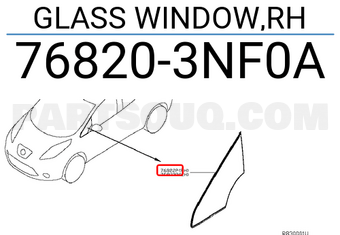 Nissan 768203NF0A GLASS WINDOW,RH