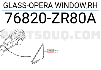 Nissan 76820ZR80A GLASS-OPERA WINDOW,RH