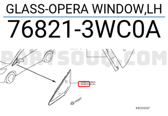 Nissan 768213WC0A GLASS-OPERA WINDOW,LH