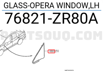 Nissan 76821ZR80A GLASS-OPERA WINDOW,LH