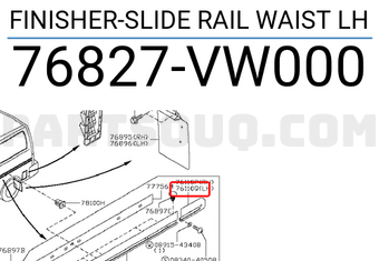 Nissan 76827VW000 FINISHER-SLIDE RAIL WAIST LH