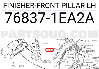 Nissan 768371EA2A FINISHER-FRONT PILLAR LH