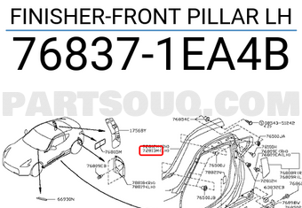 Nissan 768371EA4B FINISHER-FRONT PILLAR LH
