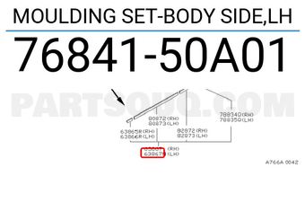 Nissan 7684150A01 MOULDING SET-BODY SIDE,LH
