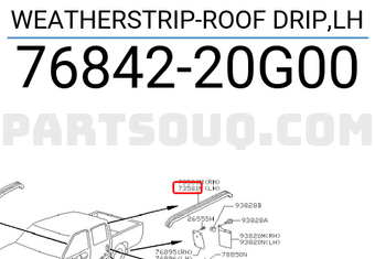 Nissan 7684220G00 WEATHERSTRIP-ROOF DRIP,LH