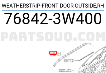 Nissan 768423W400 WEATHERSTRIP-FRONT DOOR OUTSIDE,RH