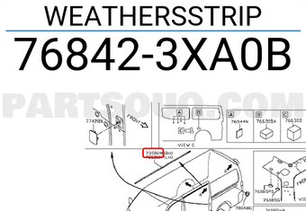 Nissan 768423XA0B WEATHERSSTRIP
