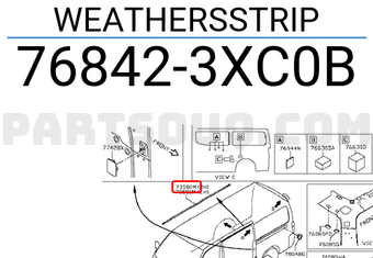 Nissan 768423XC0B WEATHERSSTRIP