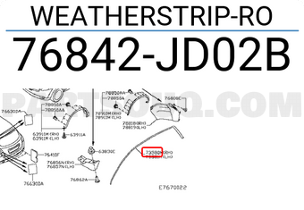 Nissan 76842JD02B WEATHERSTRIP-RO