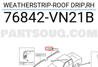 Nissan 76842VN21B WEATHERSTRIP-ROOF DRIP,RH