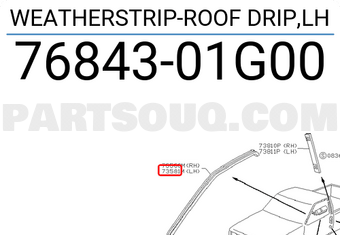 Nissan 7684301G00 WEATHERSTRIP-ROOF DRIP,LH