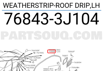 Nissan 768433J104 WEATHERSTRIP-ROOF DRIP,LH