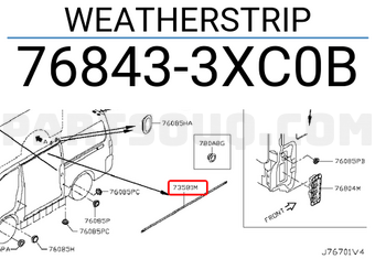 Nissan 768433XC0B WEATHERSTRIP