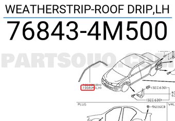 Nissan 768434M500 WEATHERSTRIP-ROOF DRIP,LH