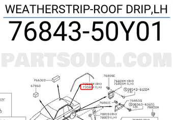 Nissan 7684350Y01 WEATHERSTRIP-ROOF DRIP,LH