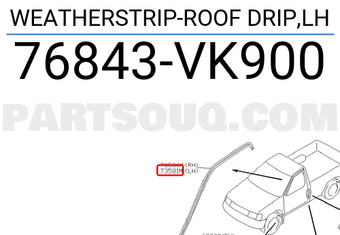 Nissan 76843VK900 WEATHERSTRIP-ROOF DRIP,LH