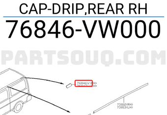 Nissan 76846VW000 CAP-DRIP,REAR RH