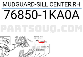 Nissan 768501KA0A MUDGUARD-SILL CENTER,RH