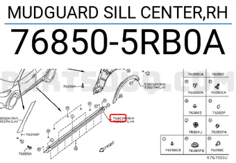 Nissan 768505RB0A MUDGUARD SILL CENTER,RH