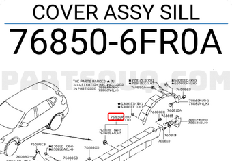 Nissan 768506FR0A COVER ASSY SILL