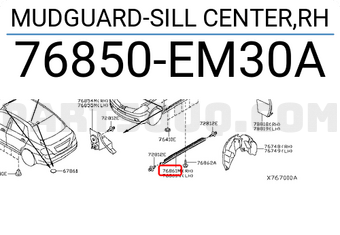 Nissan 76850EM30A MUDGUARD-SILL CENTER,RH