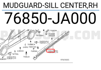 Nissan 76850JA000 MUDGUARD-SILL CENTER,RH