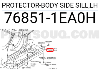 Nissan 768511EA0H PROTECTOR-BODY SIDE SILL,LH