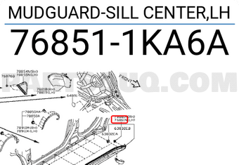 Nissan 768511KA6A MUDGUARD-SILL CENTER,LH