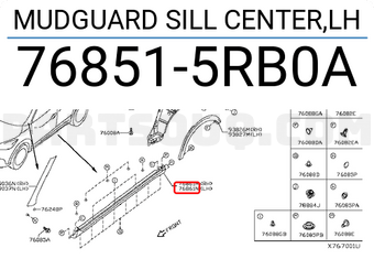 Nissan 768515RB0A MUDGUARD SILL CENTER,LH
