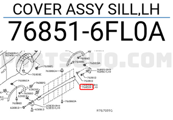 Nissan 768516FL0A COVER ASSY SILL,LH