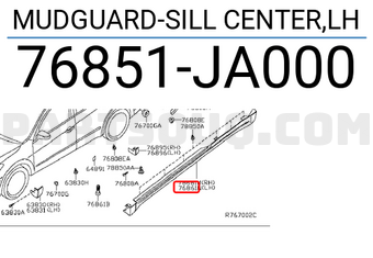 Nissan 76851JA000 MUDGUARD-SILL CENTER,LH