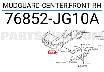 Nissan 76852JG10A MUDGUARD-CENTER,FRONT RH