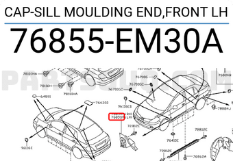 Nissan 76855EM30A CAP-SILL MOULDING END,FRONT LH