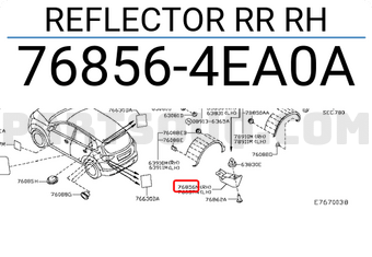 Nissan 768564EA0A REFLECTOR RR RH