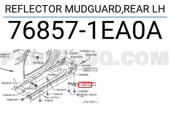 Nissan 768571EA0A REFLECTOR MUDGUARD,REAR LH