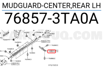 Nissan 768573TA0A MUDGUARD-CENTER,REAR LH