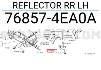 Nissan 768574EA0A REFLECTOR RR LH