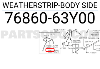 Nissan 7686063Y00 WEATHERSTRIP-BODY SIDE