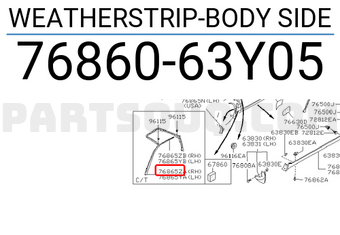 Nissan 7686063Y05 WEATHERSTRIP-BODY SIDE