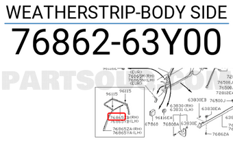Nissan 7686263Y00 WEATHERSTRIP-BODY SIDE