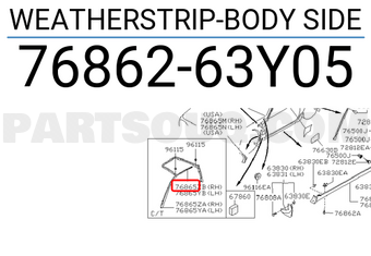 Nissan 7686263Y05 WEATHERSTRIP-BODY SIDE