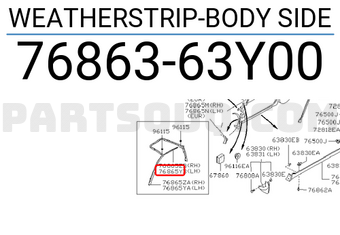 Nissan 7686363Y00 WEATHERSTRIP-BODY SIDE